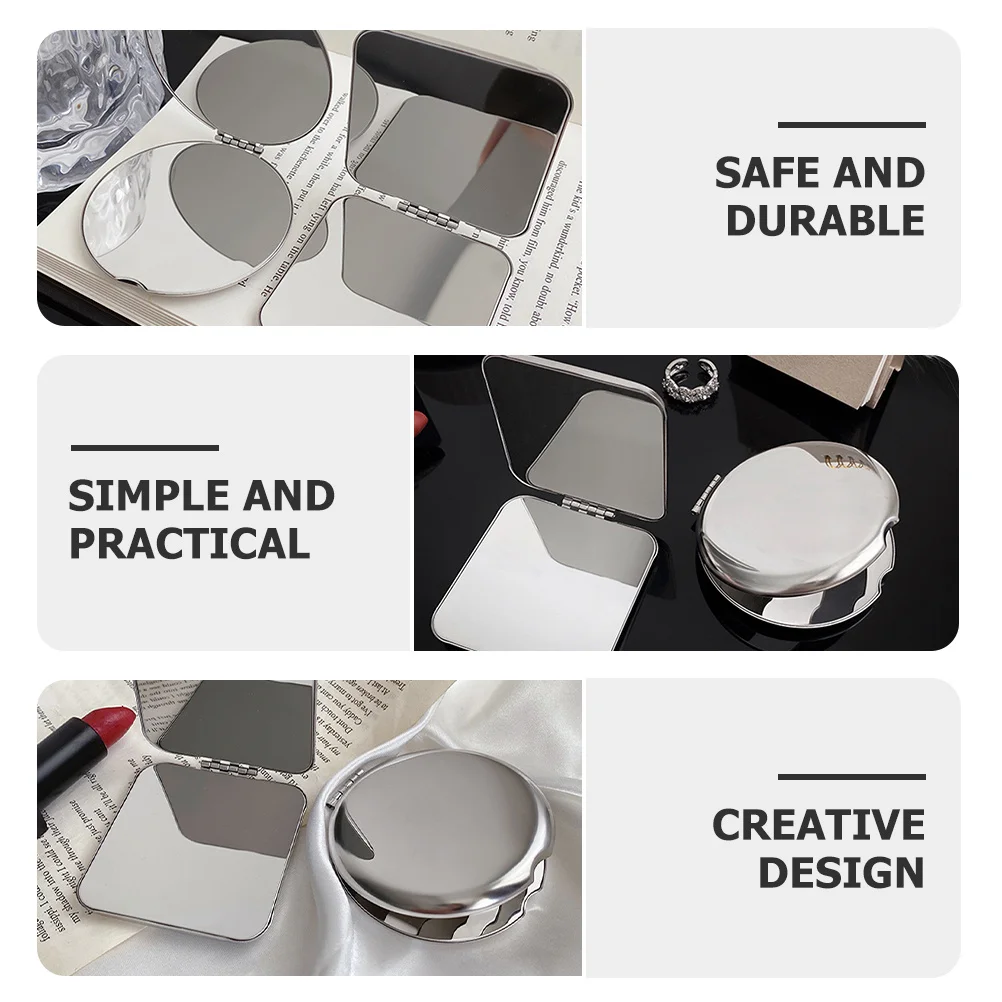 

Portable Folding Mirror Compact Stainless Steel Small Square Mirror for Makeup and Travel Compact Makeup Mirrors