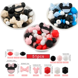 51pcs/set Silicone beads Round Lentil Beads Focus Food GradeFor Jewelry Making DIY Keychain Necklace Bracelet