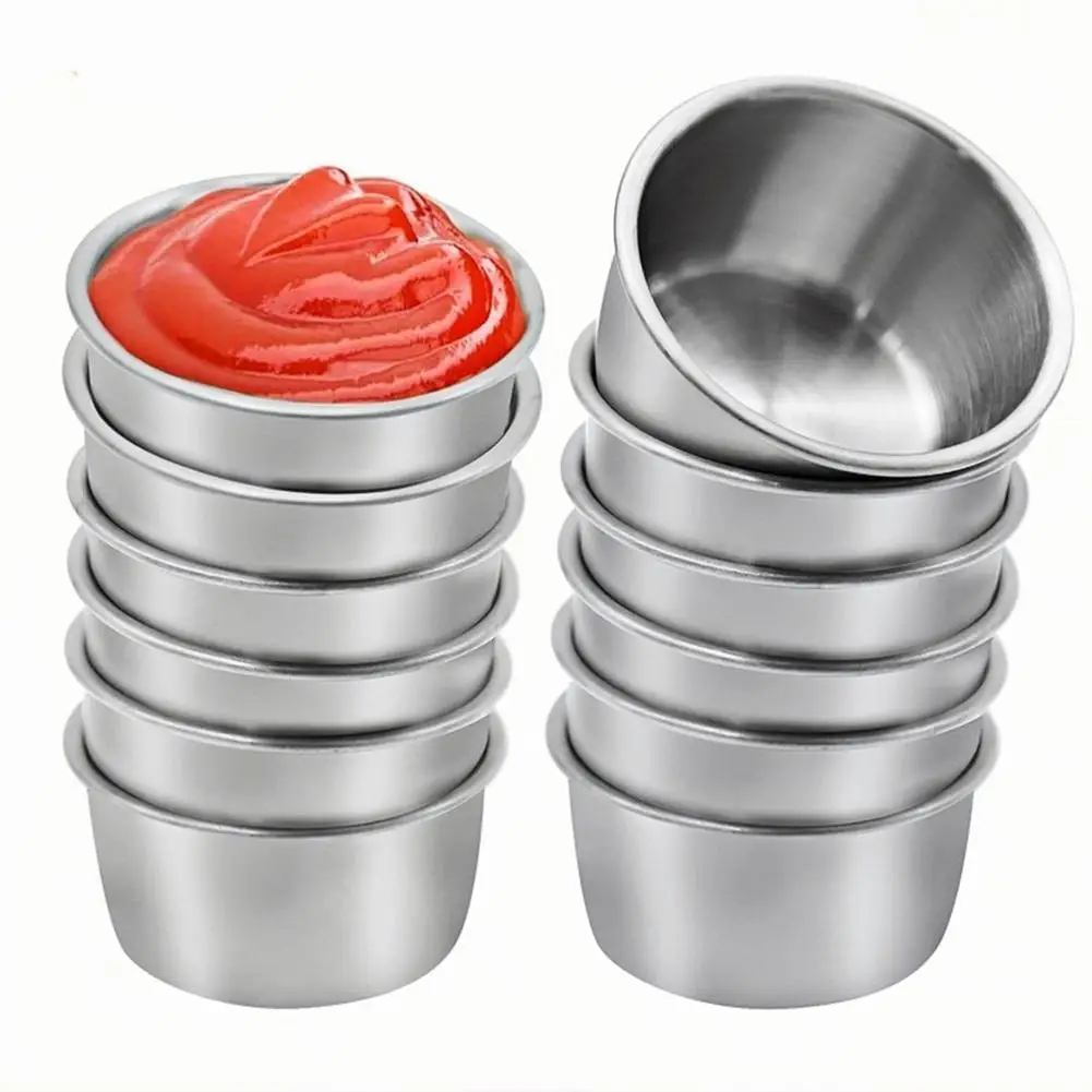 3-12PCS 40ml Stainless Steel Sauce Dishes,Mini Dipping Bowls Condiment Cups,Seasoning Plates for Ketchup BBQ Sauce Sushi Soy
