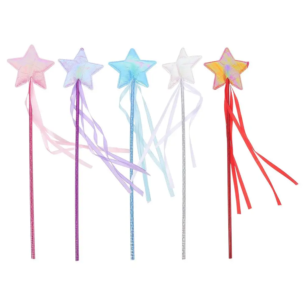 5 Pcs Pentagram Fairy Wand Toys Cloth Girls Performance Tassel Stick Star Halloween Child