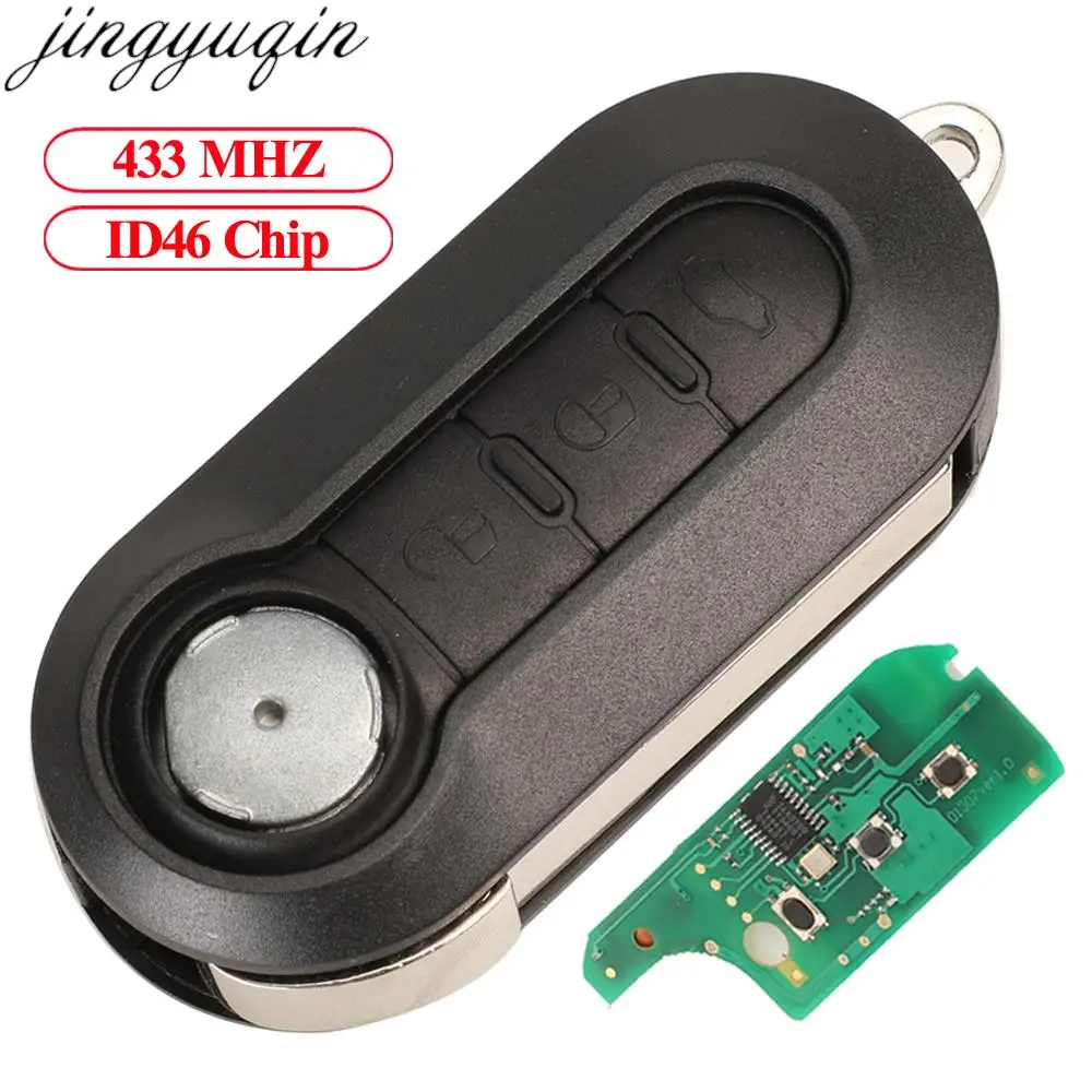 

Jingyuqin Remote Control Car Key 433MHz ID46 For Fiat 500L MPV Ducato Citroen Jumper Peugeot Boxer 2008-2015 RX2TRF198 3 BTN Fob