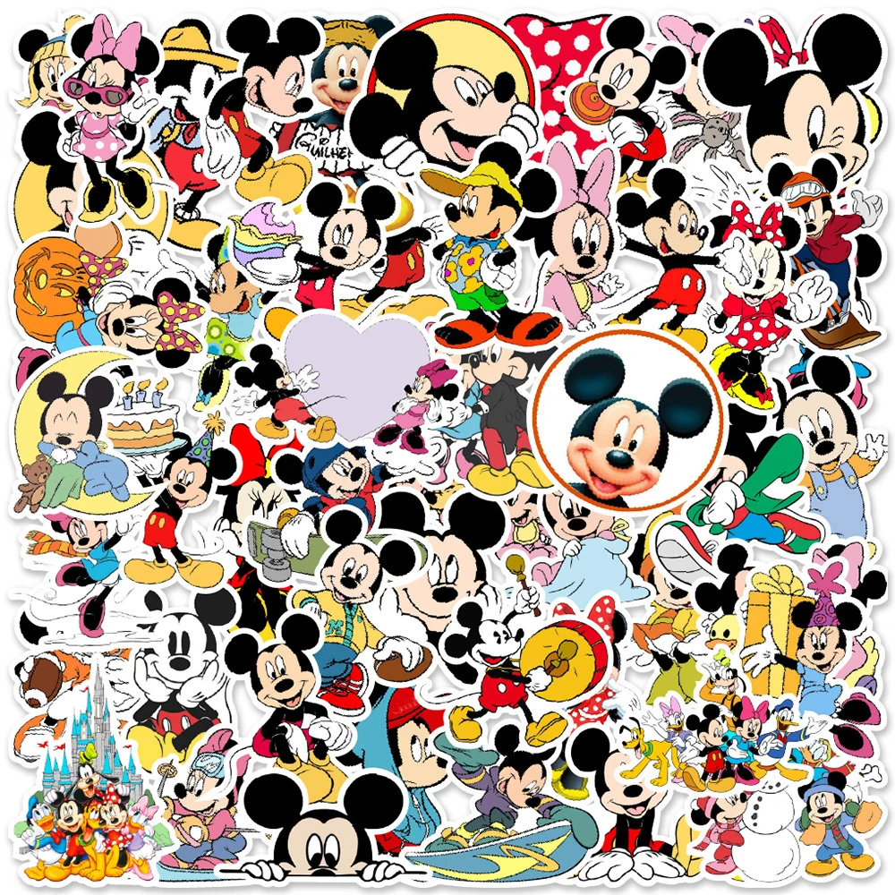 10/30/50pcs Cute Disney Anime Micky Mouse Stickers Cartoon Kids Sticker Toy DIY Phone Water Bottle Notebook Fun Graffiti Decals