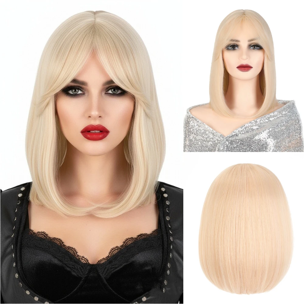 

MSIWIGS женские прямые короткие синтетические парики боб с челкой блондинка зеленый парик для косплея женский для повседневной носки