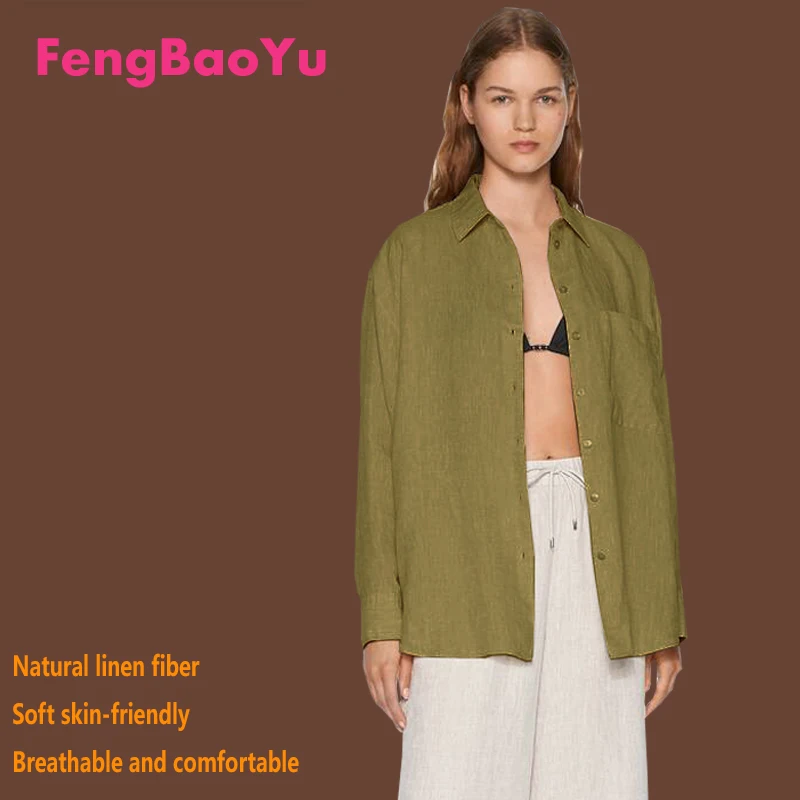 

High-end Linen Spring Autumn Ladies Long Sleeve Shirt White Refreshing Breathable Suction Undershirt Light Luxury Women's Wear