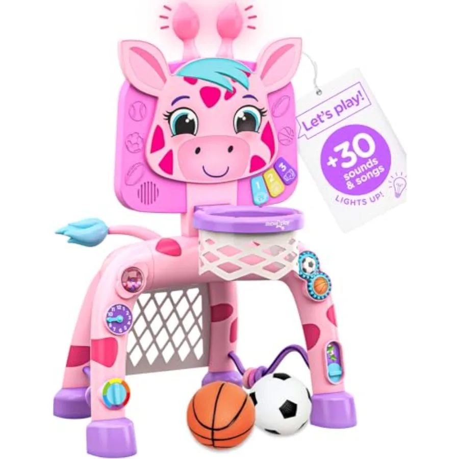 

Giraffe Basketball Hoop and Soccer Goal Activity Center 30+ Sounds and Lights 1 2 3+ Year Old Gift and Birthday Present 6 12 18