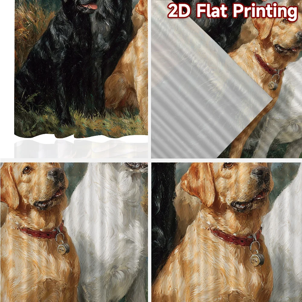 2D Flat Printing,2pcs Labrador Dogs by the Water Chic Curtains Digital Printed Versatile Polyester Curtains Decorations Inside