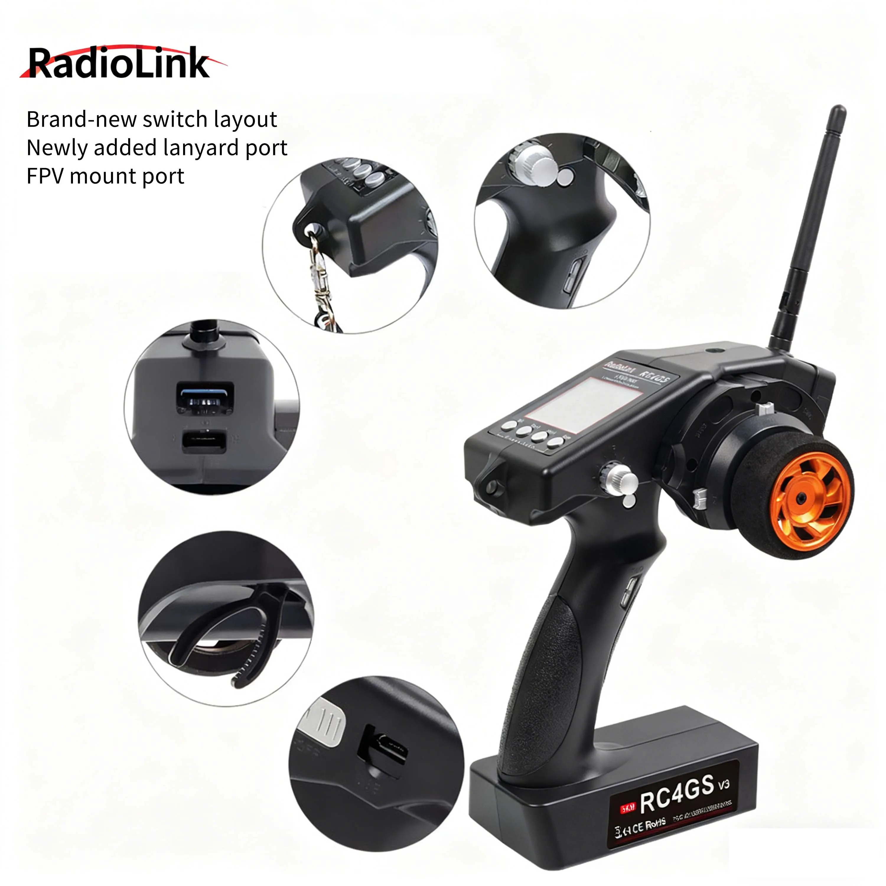 RadioLink RC4GS V3 5CH 2.4G Transmitter Remote Controller with R6FG 6CH Gyro Receiver Radio System for RC Car Boat Robot Model