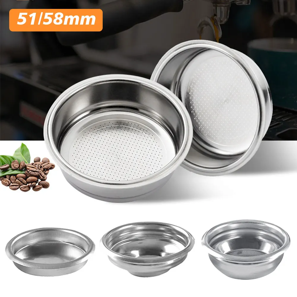 51/58mm 304 Stainless Steel 1/2/Clean Cup Coffee Filter Blind Bowl Non-Pressurized Precision Portafilter For Espresso Machines