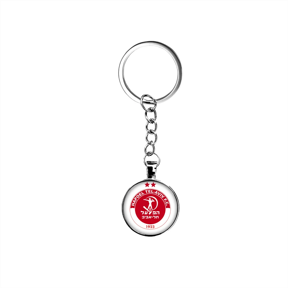 DIY Hapoel Tel-Aviv Keychain Double sided Glass Keychain Photo Personalized Metal Keychain Customized Commemorative Gift