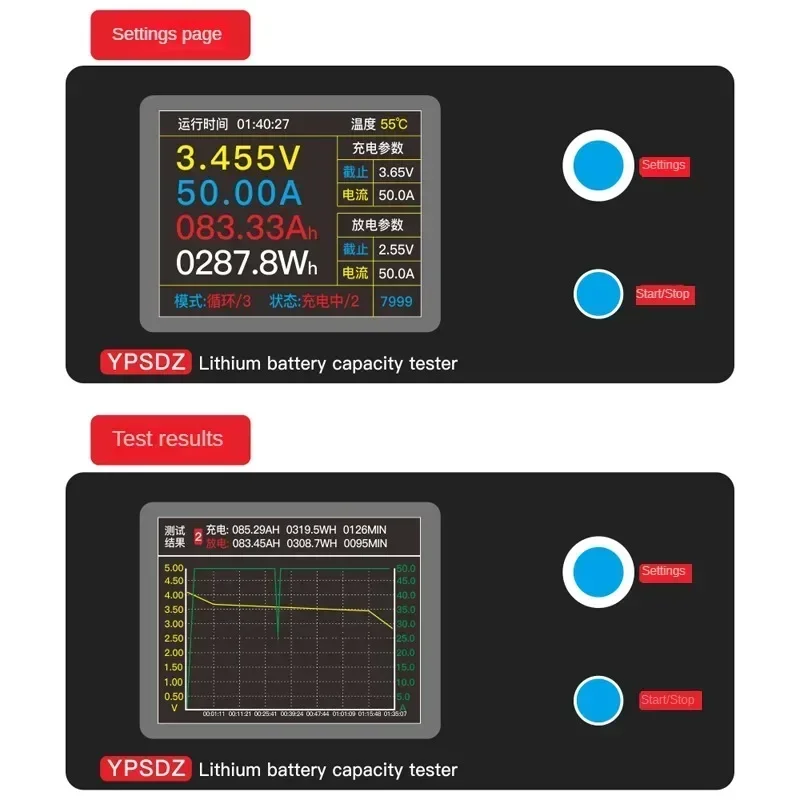 

Lithium battery capacity tester Single cell high-current charge-discharge capacity-split detection equalizing discharge tester