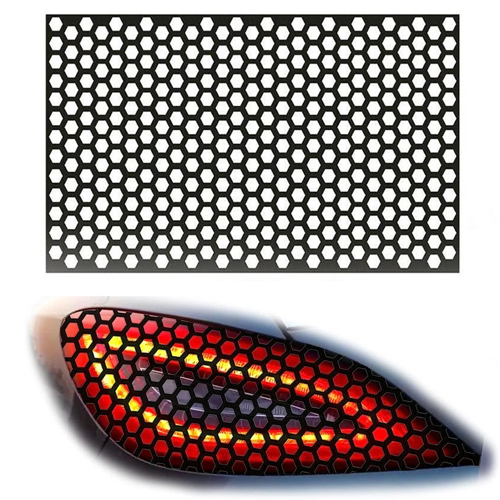 Car Rear Tail Light Lamp Stickers Universal Automotive Black Honeycomb Taillight Cover DIY Fog Light Smoke Film Decal Sticker