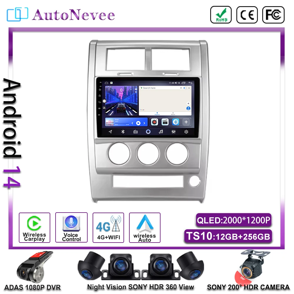 

Android 14 Car Radio For Jeep Liberty 2 KK 2007-2012 QLED Multimedia Video Player Navigation stereo GPS Android 10 No 2din DVD