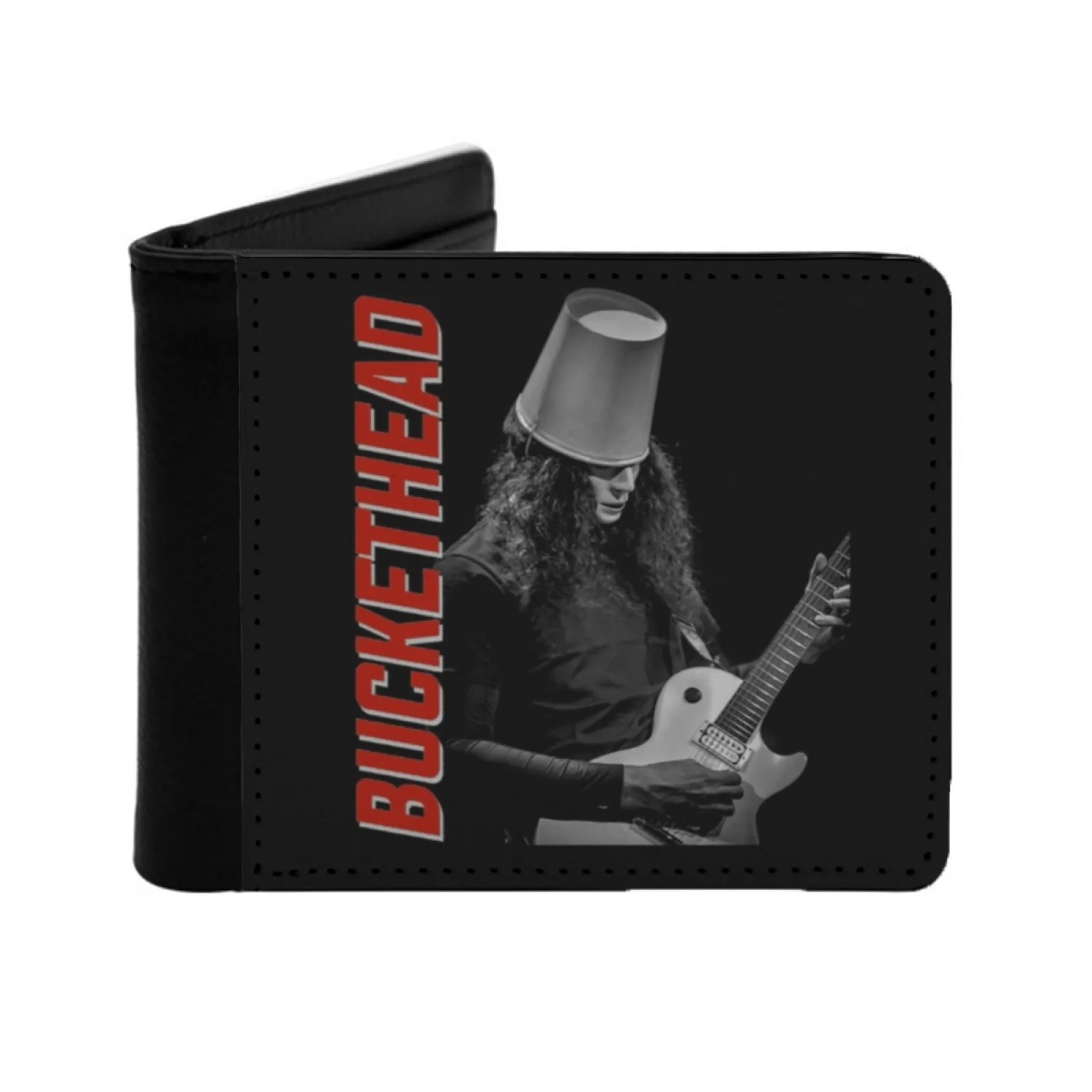 Awesome Buckethead Leather Men Wallets Credit Card Holder Purse Black Wallet Awesome Buckethead Personalized Print Vintage