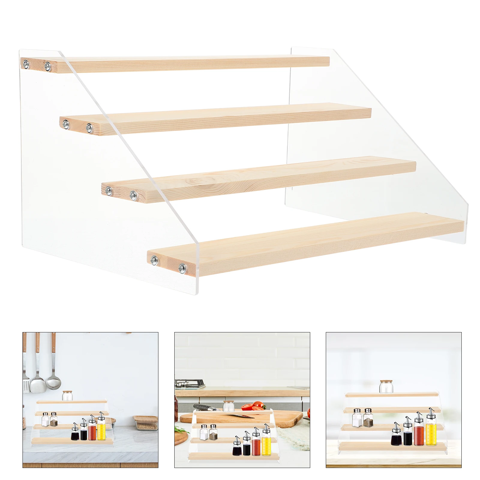 

Multi layer Acrylic Display Rack Spice ganizer Cabinet Storage Home Kitchen Seasoning Jar Holder Multi tier Shelf