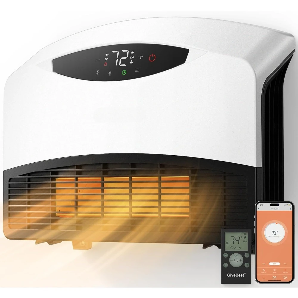 Electric wall heater with WiFi and remote control, floor standing or wall mounted heater, 1500W fast heating space