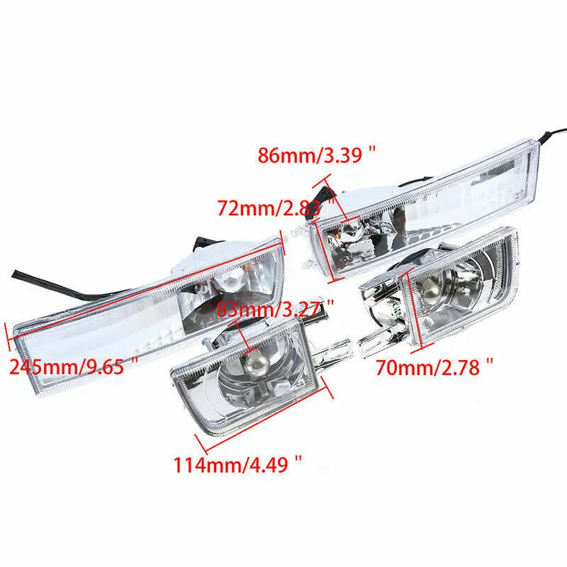 

Innovative 4Pcs Front Fog Turn Signal Light LH& RH For Mk3 Golf Jetta 1993-1998