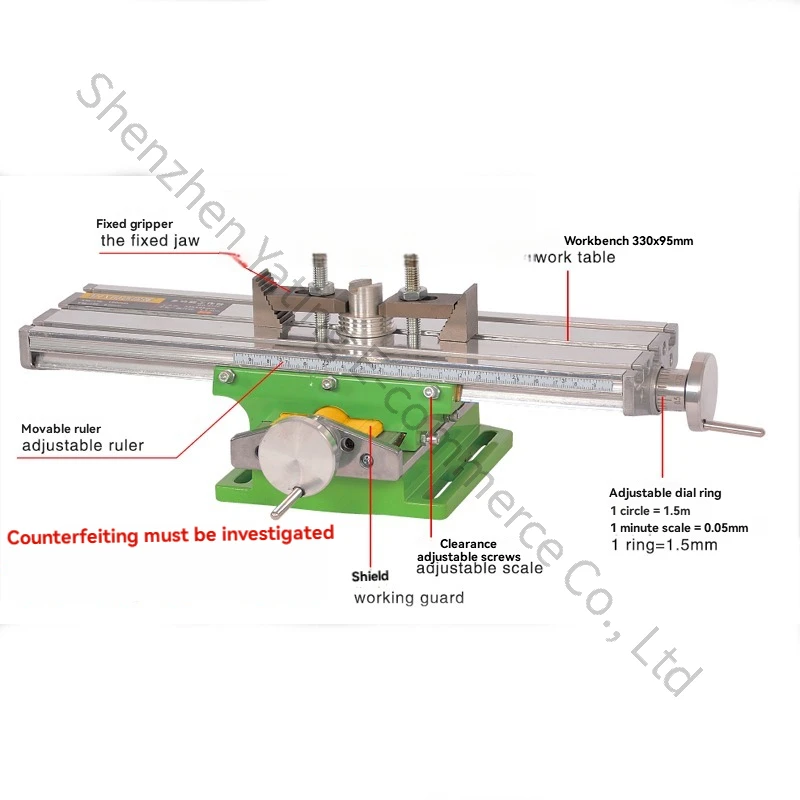 Bench drill and milling machine worktable vise BG-6330, mini-type heavy-duty cross-slide vise.