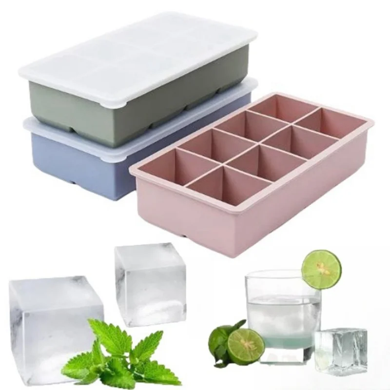 

1pcs 8 Grid Big Ice Tray Mold Giant Large Food Grade Silicone Ice Blocks Cube Square Tray Mold DIY Ice Maker Ice Cube Tray