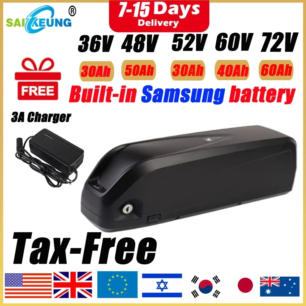 Hailong Batterie Velo 48v Electric Bike Chamrede 36 52v 60 72v 48v 20 30 35 40 50 60ah 2000w Bicicleta Eléctrica Lithium Battery