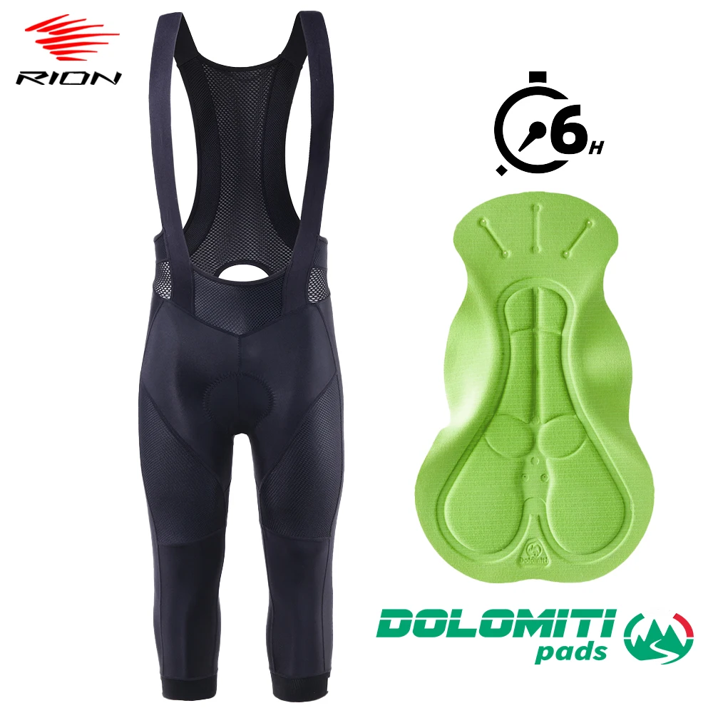 RION-pantalones cortos de ciclismo para hombre, mallas profesionales para bicicleta de montaña y carretera, con tirantes Dolomiti 6H, 3/4