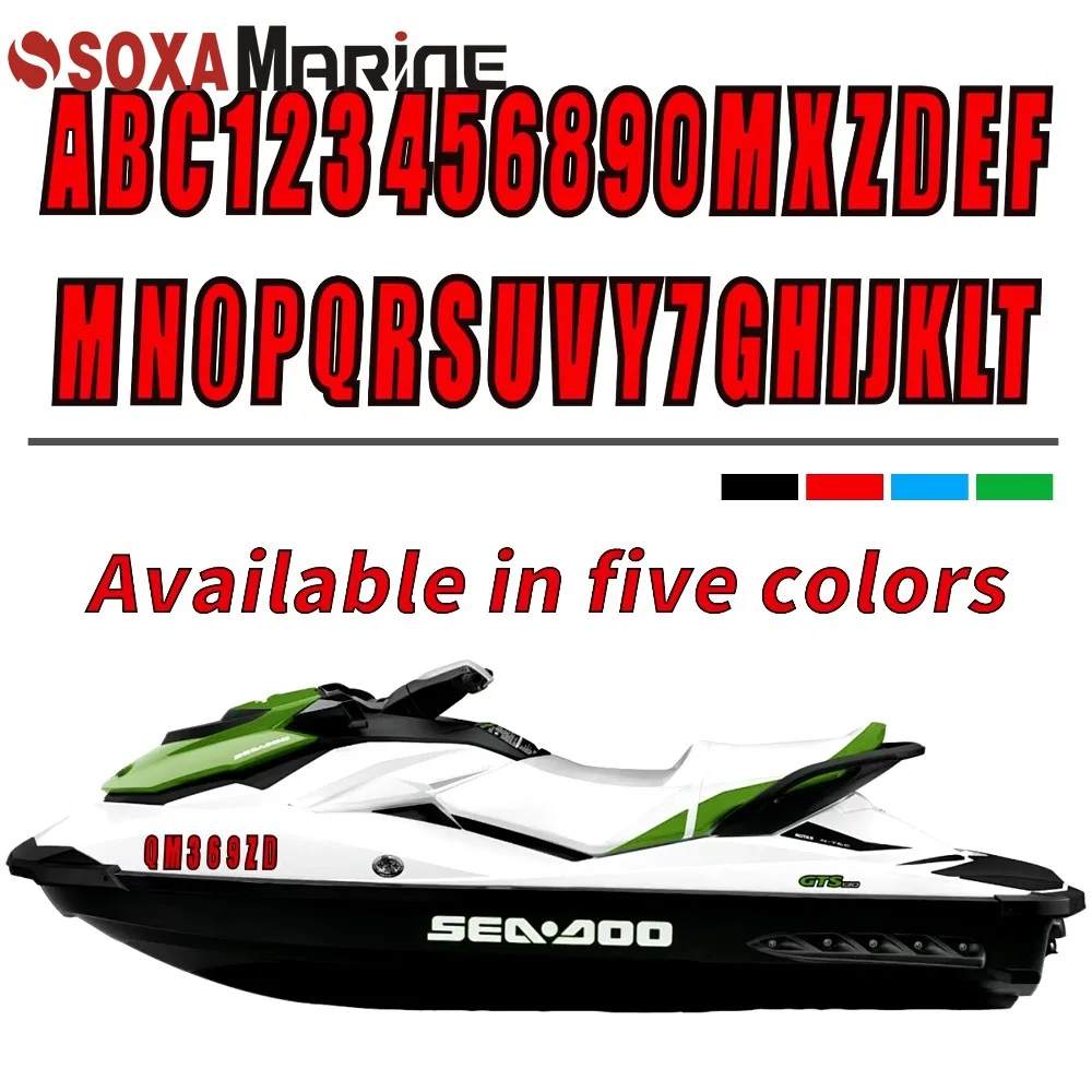 Vessel Registration Numbers- Vinyl Decals - Boat, Jet Ski or PWC 4 Sets of A-Z and 0-9 Red