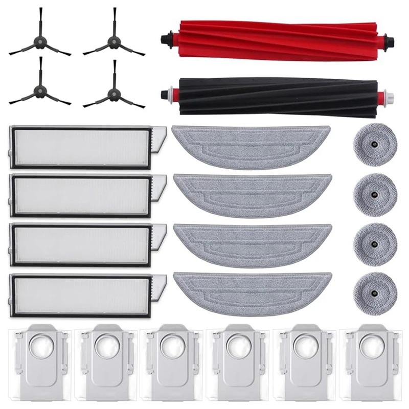 24PCS Accessories Kit For Roborock S8 Max/Maxv Ultra Robot  Vacuum Main Side Brushes Filters Mops Dust Bags Edge Mop