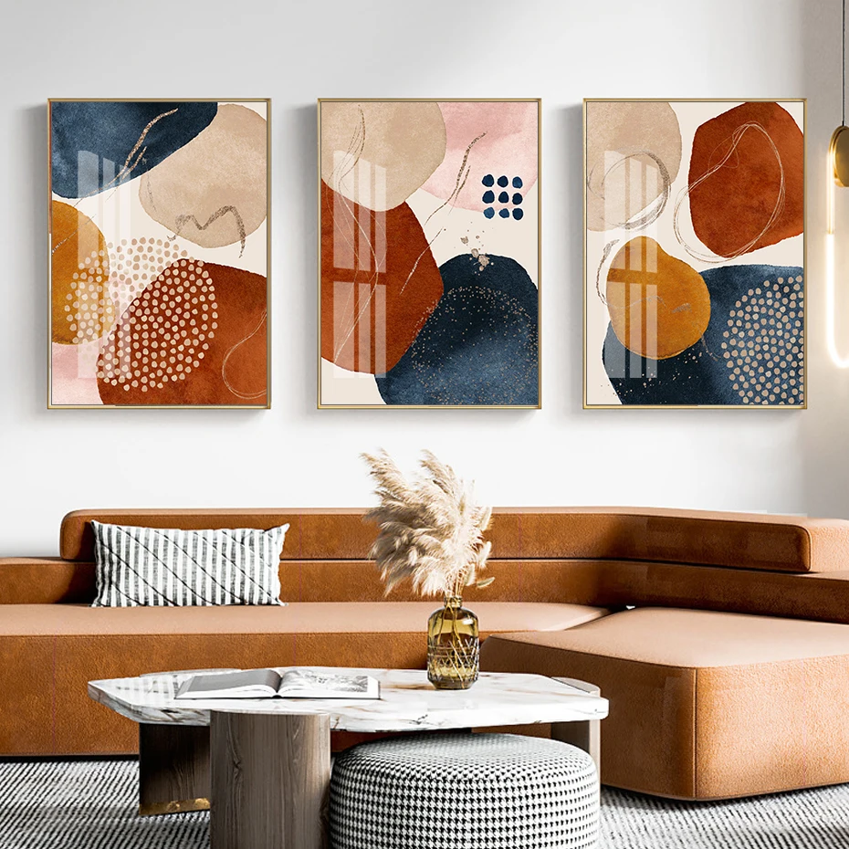 

Modern Abstract Mid Century Geometric Neutral Canvas Painting Poster Prints Minimalist Wall Art Pictures Bedroom Home Decoration