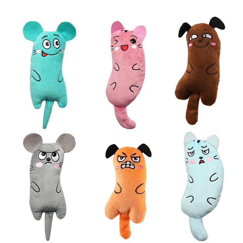 Teeth Grinding Catnip Toys Interactive Plush Cat Toy Mouse Shape Chewing Claws Thumb Bite Cat Mint For Cats Funny Thumb Pillow