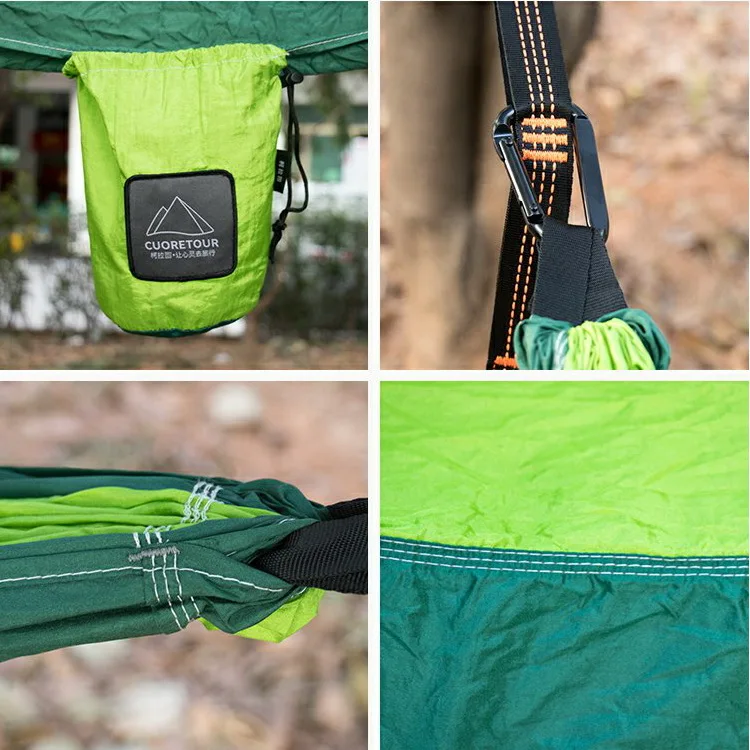 Tragbare Nylon-Fallschirmstoff-Einzel- und Doppelgröße für Outdoor, Camping, Wandern, Garten, Hängematte