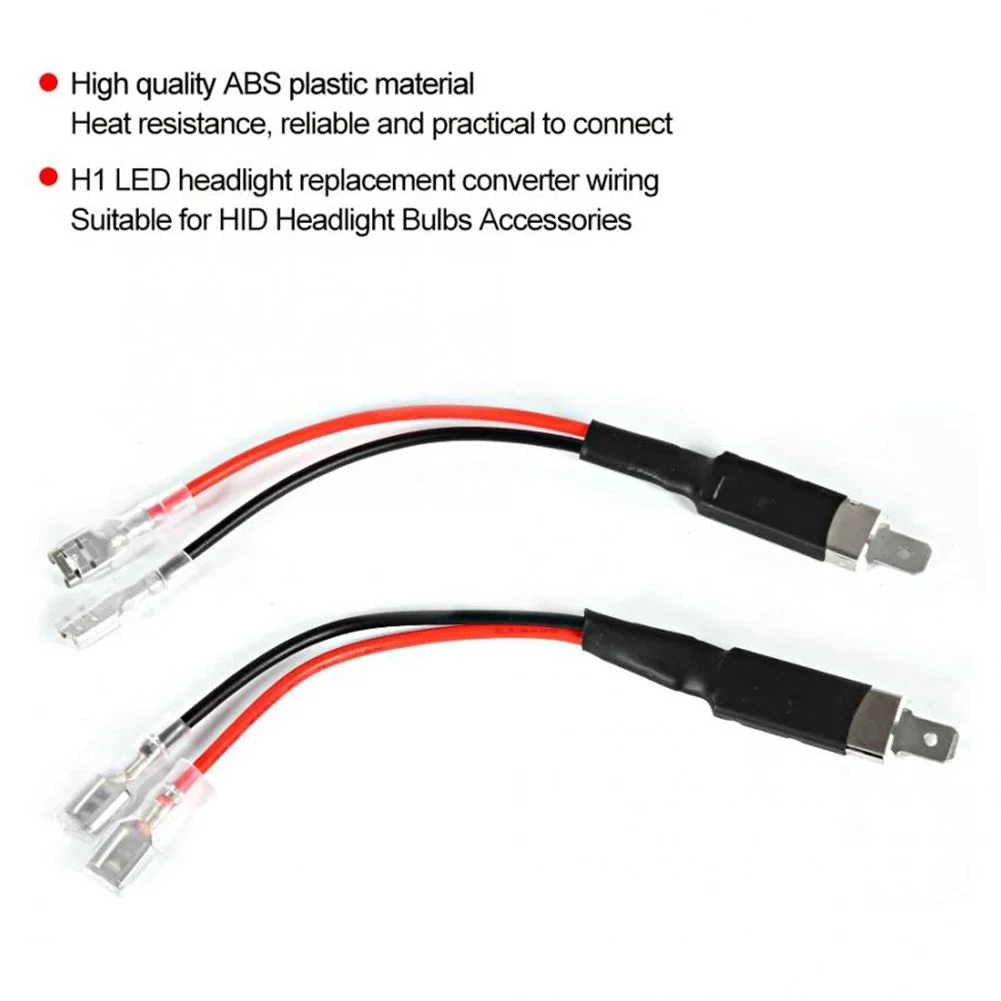 2Pcs LED H1 LED Replacement Bulb Single Converter Wiring Connector Cable Holder Adapter Wiring Headlight Bulb Connector