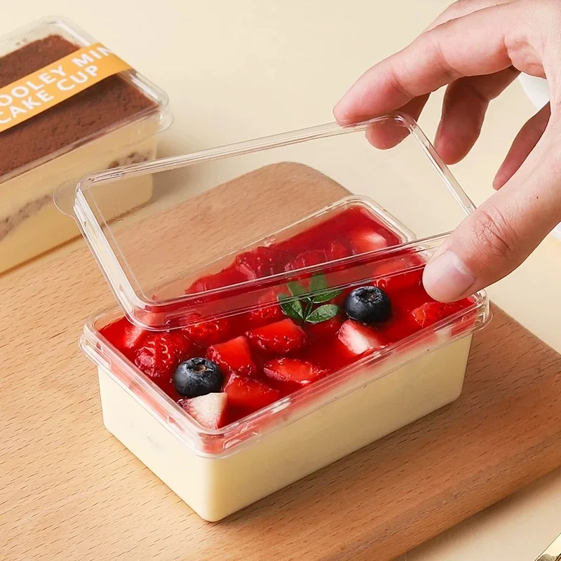 Tiramisu-Verpackungsbox, Mille-Feuille-Mousse-Kuchen, Einweg-Transparente Dessert-Sojamilch-Verpackungsbox, Hausgemachte Backwaren 280ml 20 Stück – Detail 3