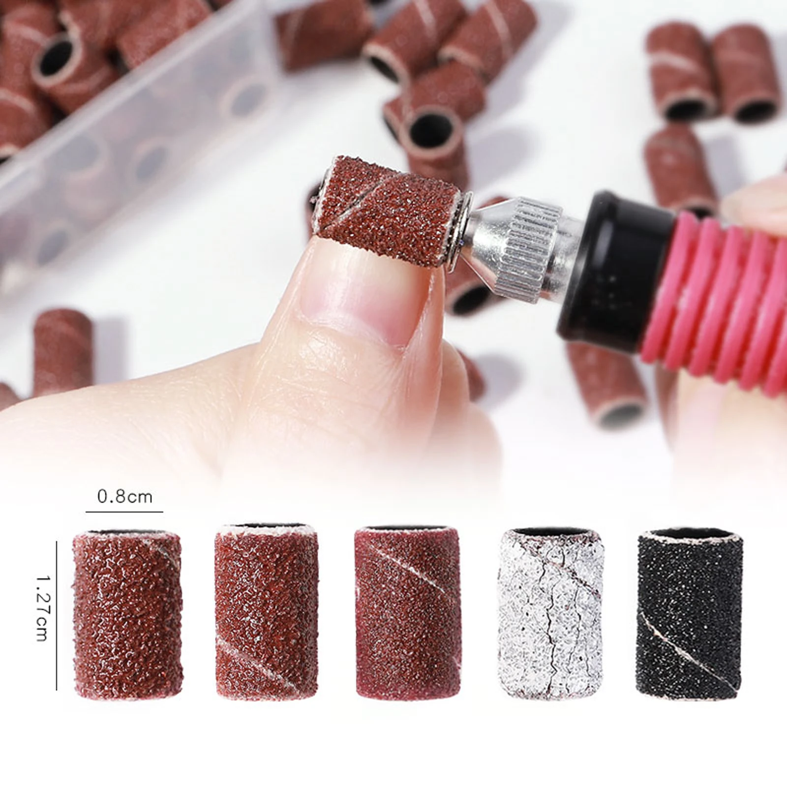 80# /120# /180# Nail polish head sand ring ring shaft nail remover dead skin suitable for electric drill accessories nail tools