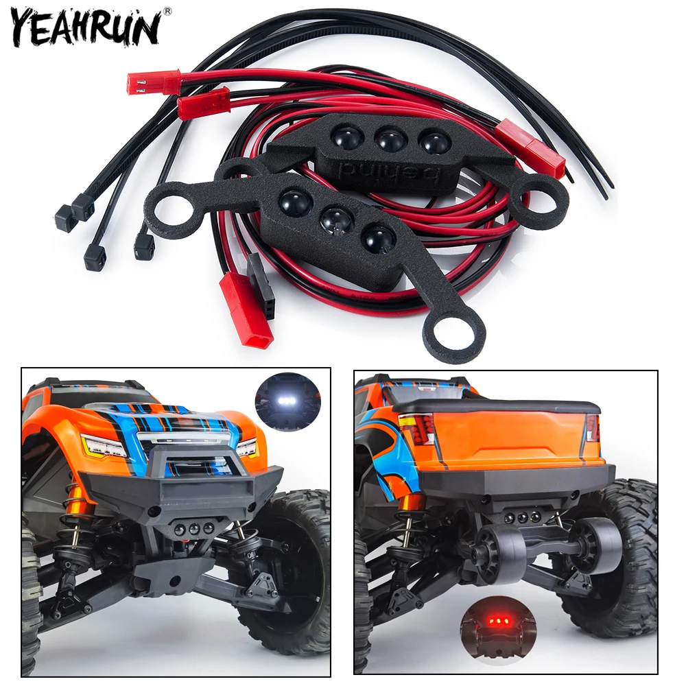 YEAHRUN RC Car Front Rear LED Light Bright Lamp Headlight Set For 1/10 Maxx WideMaxx Small X 89086-4 Upgrade Parts