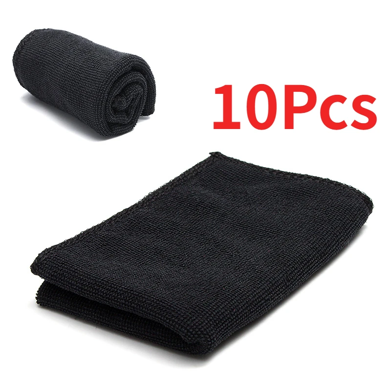 10pcs Car Care Polishing Wash Towels Microfibers Car Detailing Cleaning Soft Cloths Home Window 30x40cm Black