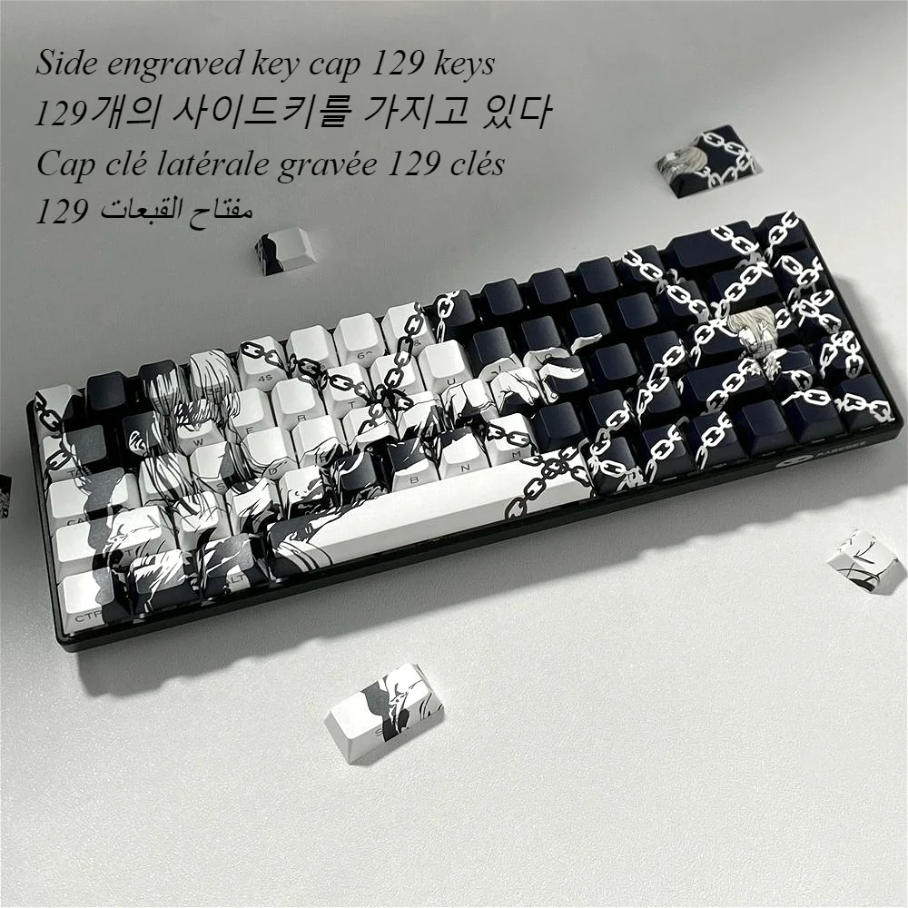 

GEFENSI индивидуальная анимационная клавиатура 129 Keycherry PBT с боковой гравировкой, передача света для механической клавиатуры 60/70/80/104