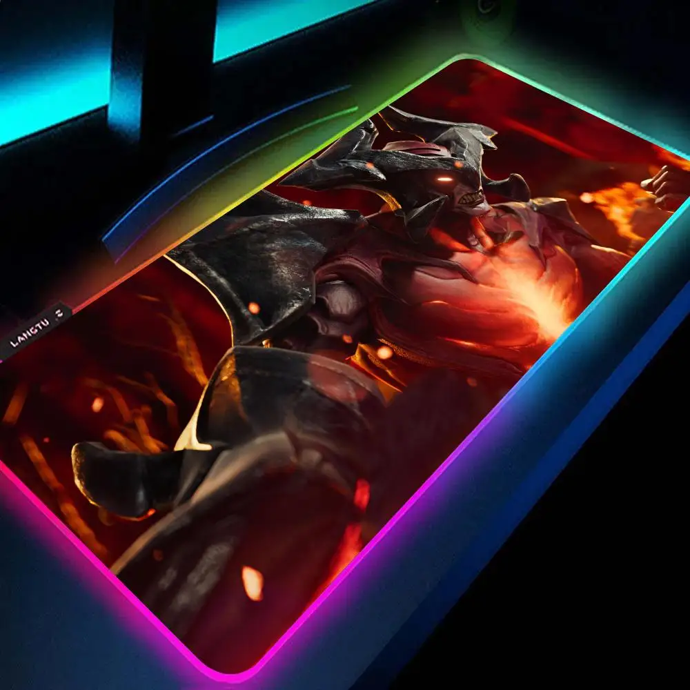 Aatrox Mouse Pad RGB Large Gaming Mouse Pad Non-slip Rubber Base Keyboard Pad Extra Large Luminous LED Mouse Pad