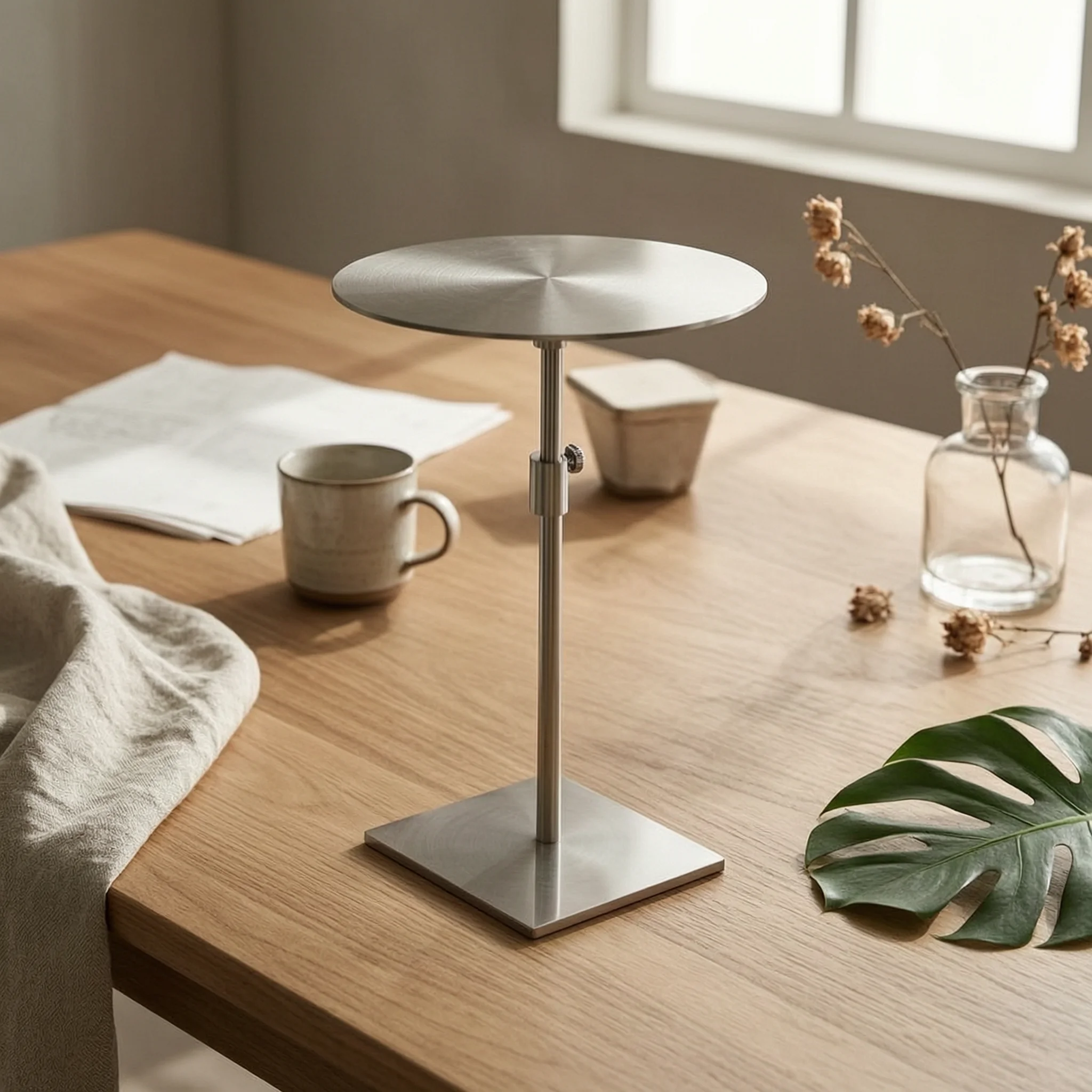 Height Adjustable Side Table Small Compact Metal Side Table Nightstand Smudge-resistantResistant Furniture Sturdy