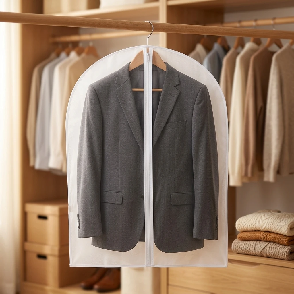 Breathable Garment Bag Nonwoven Suit Cover for Closet Wardrobe Organization Dustproof Clothing Protector with Window
