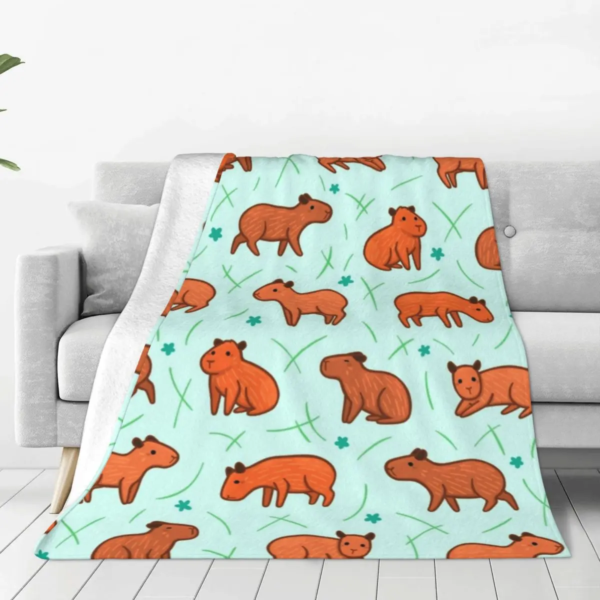 

Capybara Pattern Blanket Cover Kawaii Animal Novelty Fleece Throw Blankets Airplane Travel Decoration Soft Warm Bedsprea