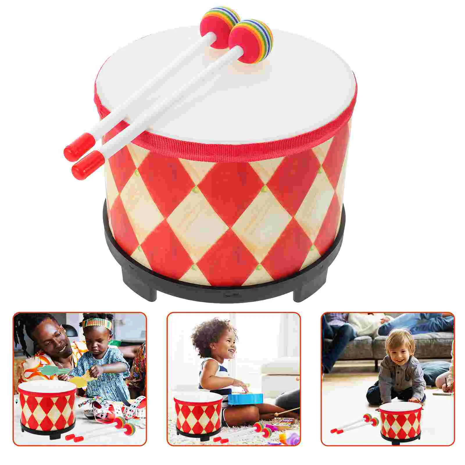 Children's Drum Toddler Percussion Instrument Kids Toys Sensory Play Instruments Hand Music Wooden Shaman Baby Toddlers