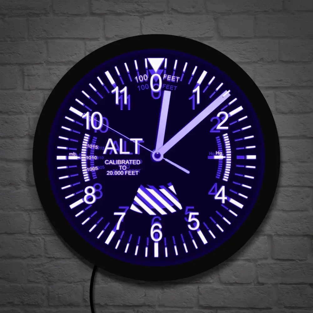 

Altimeter Neon Sign LED Wall Clock Altitude Meter Tracking Pilot Air Plane Altitude Measurement Modern Wall Clock Watch Gag Gift