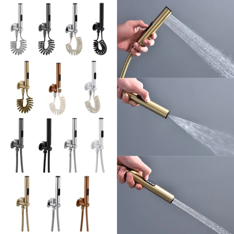 

Brushed Rose Gold Bidet Faucet Handheld Bidet Toilet Sprayer Set Single Cold Water Tap Brass Toilet Faucet Shower Head