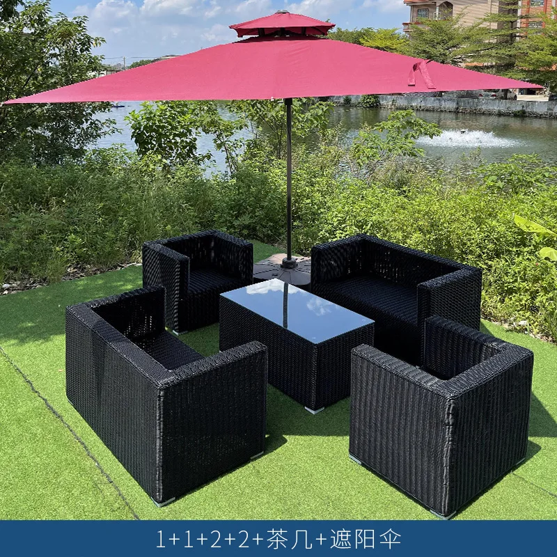Customizable Outdoor Furniture Villa Outdoor Rattan Tables and Chairs Cafe Milk Tea Shop