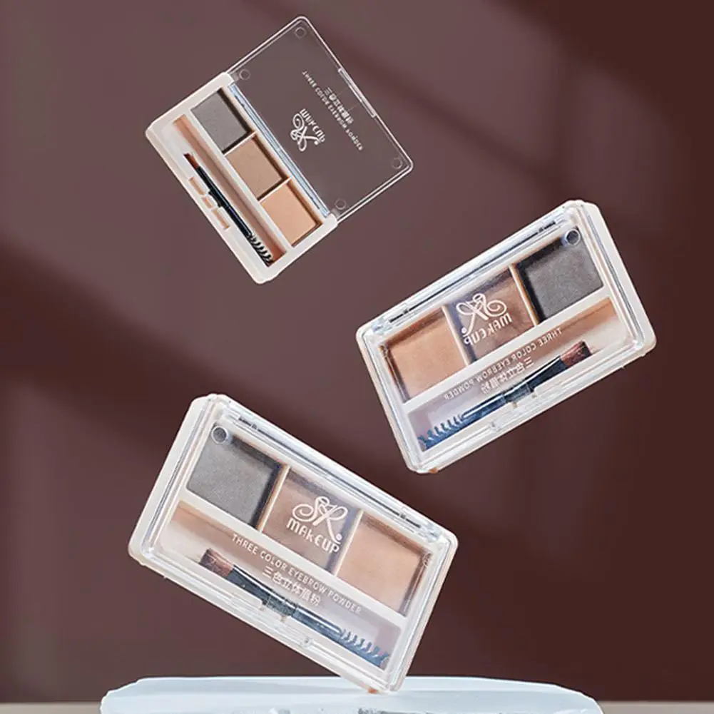 Polvo de cejas de 3 colores, sombra natural de larga duración, forma tridimensional, crema cosmética, maquillaje de cejas, resistente al agua E7C1