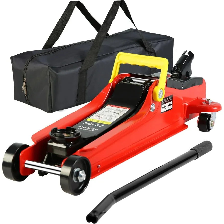 

Professional Heavy Duty Hydraulic Floor Jack with 2 Ton 4400lb Capacity Red Color Ideal for Cars Trucks and SUVs Offers a Lift