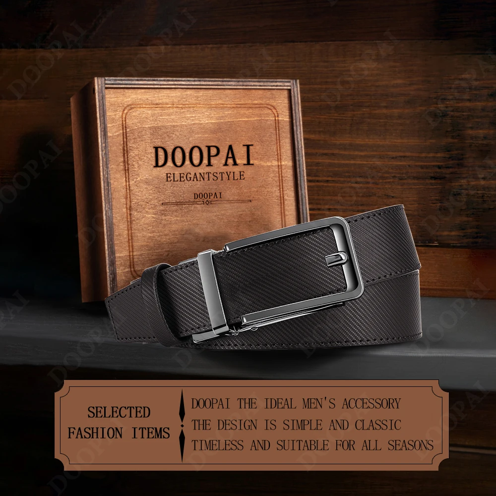 New Metal Anti Pull Ratchet Square Belt Sliding Buckle, High-quality Cowhide Leather High-end Men's Business Belt/waist Belt