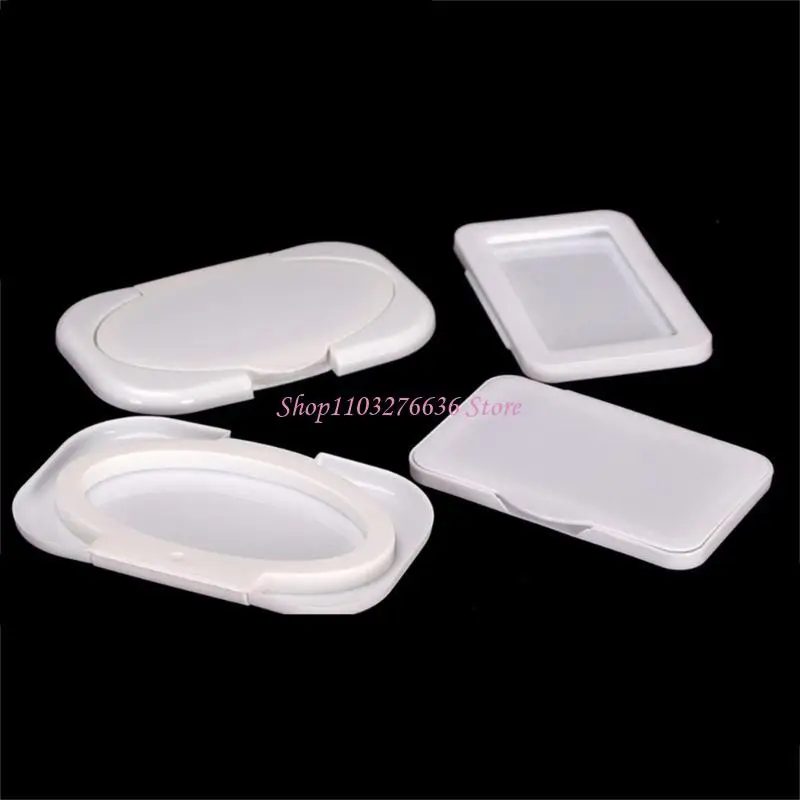 

R6FD 5Pcs PP Plastic Wet Wipes Cover Convenient Baby Tissue Paper Box Square/Round Lid Caps Wet Wipes Dustproof Cover