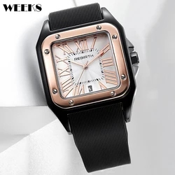 Fashion Men Women Couple Watch Silicone Band Japan Movement Quartz Wrist Watches For Man Waterproof Male Clock Square Wristwatch