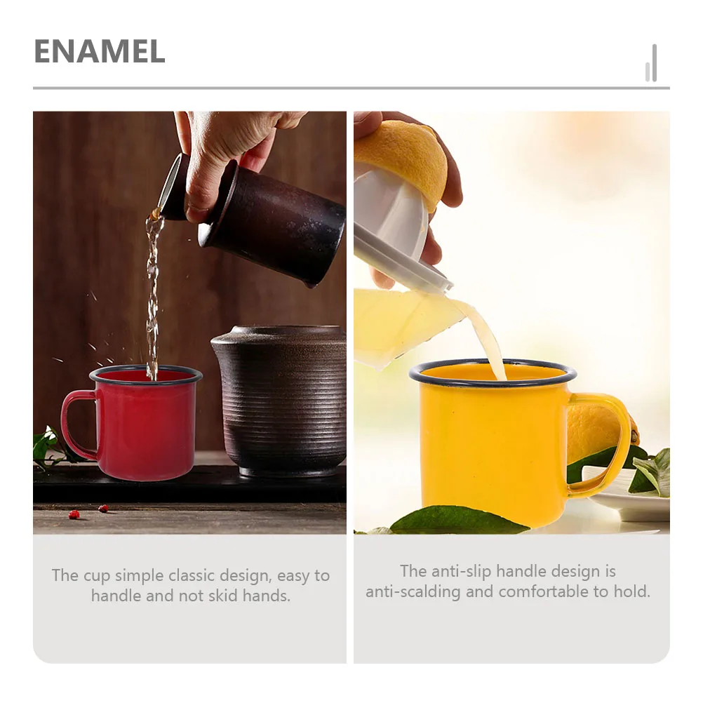

3pcs Colored Enamel Mug 6CM Retro Thickened Cups Portable Water Mugs Tea Small Multi Function Glassware