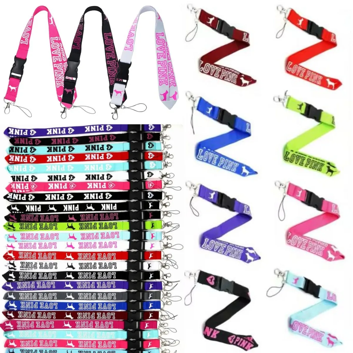 

Оптовая продажа, 10 шт., 20 шт., 50 шт., ремешки для мобильного телефона, цепочка для ключей, держатель для удостоверений личности, съемная пряжка VS Love, милые ремешки